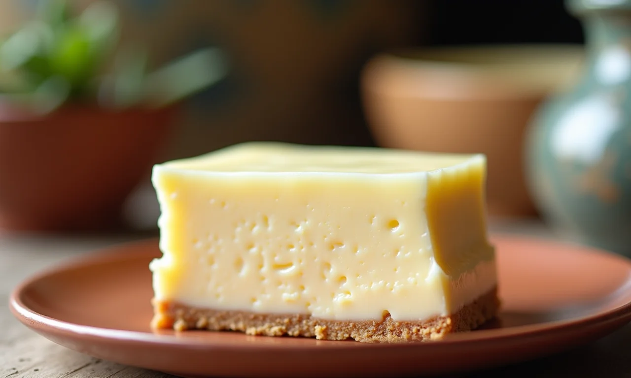 Pudim de chocolate branco cremoso em close-up, destacando a textura.