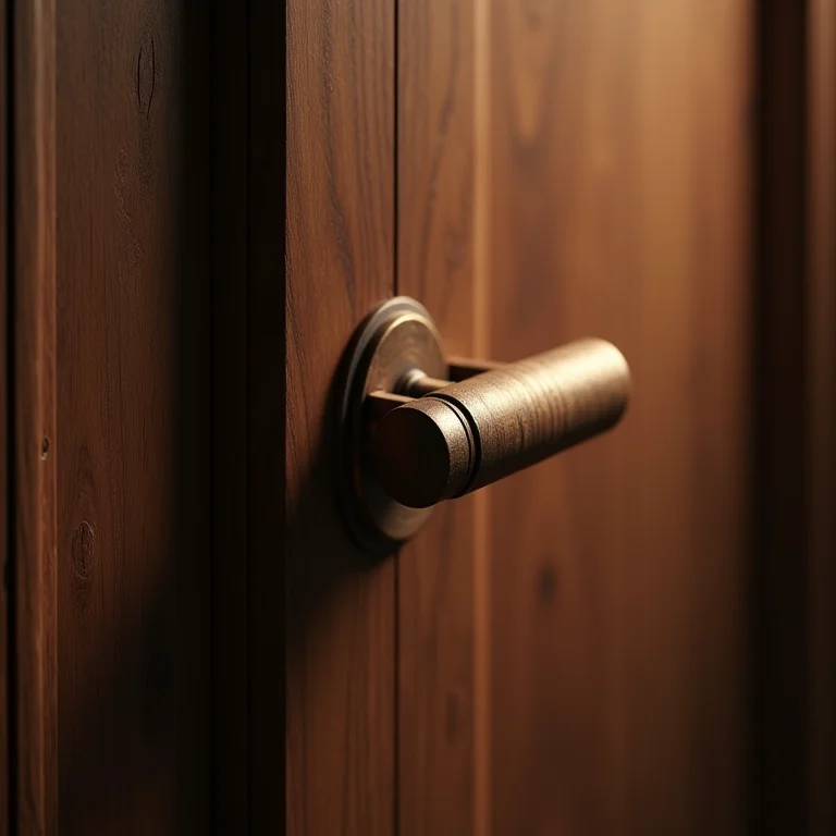 Puxador concha charmoso em porta rústica