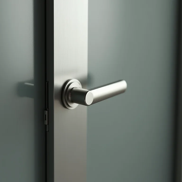 Puxador de aço inox em porta de vidro