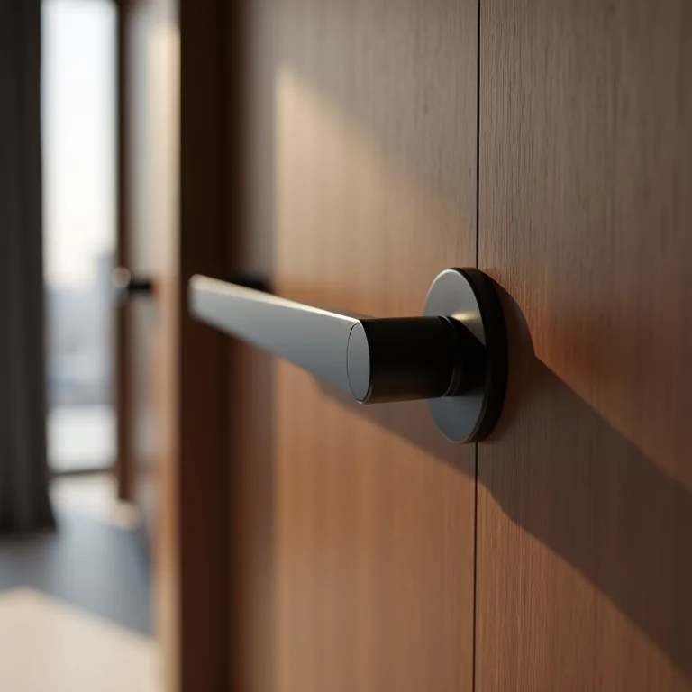 Puxador de embutir discreto em porta minimalista