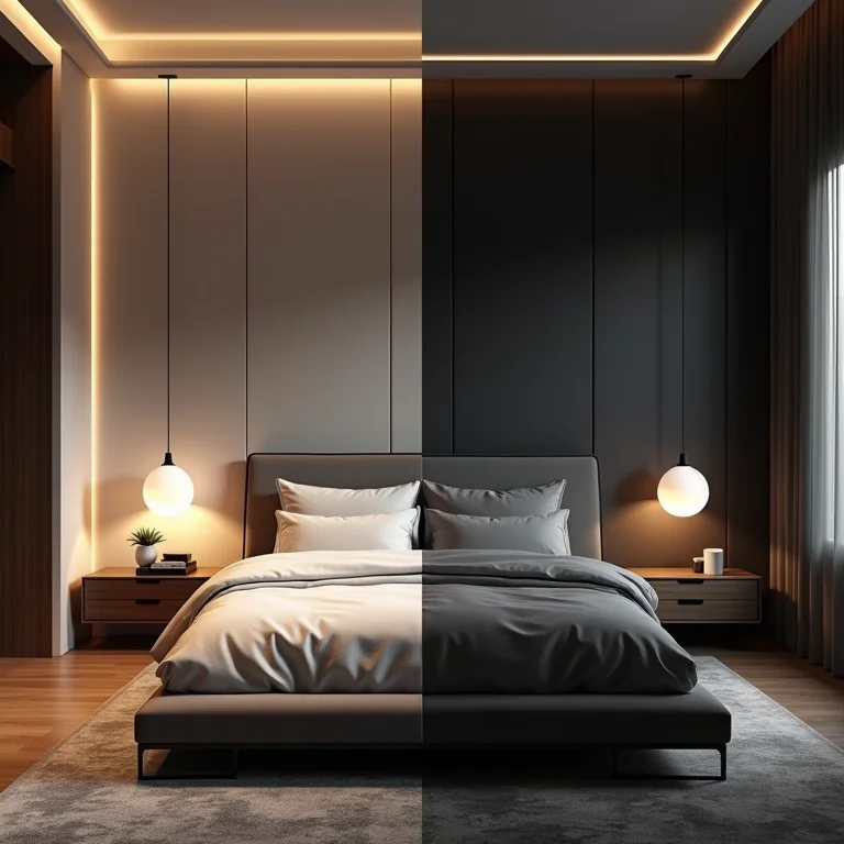 Quarto de casal com iluminação inadequada