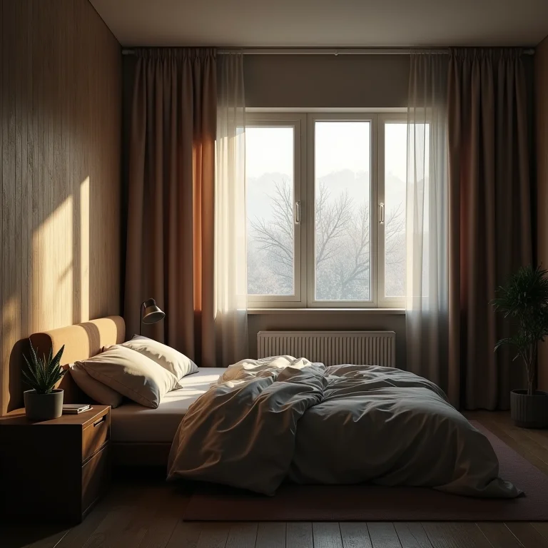 Quarto de casal com má ventilação e acústica