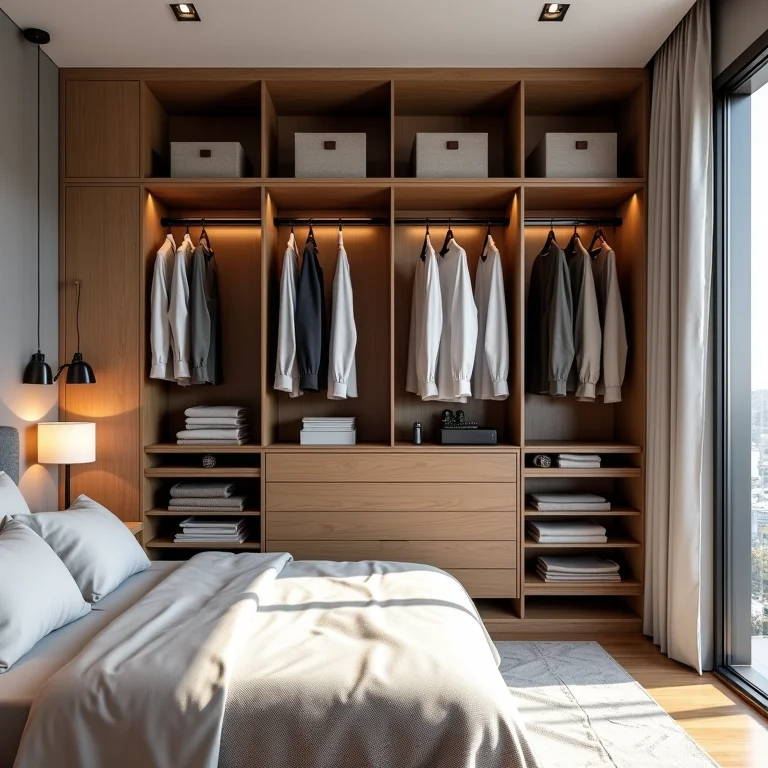 Quarto de casal pequeno com armário em L otimizado