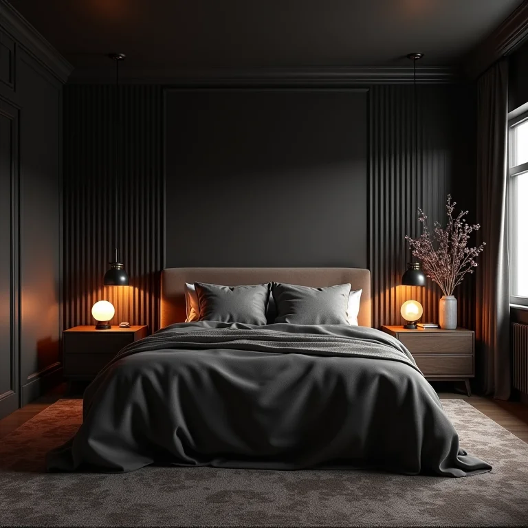 Quarto de casal pequeno com móveis desproporcionais e iluminação inadequada.