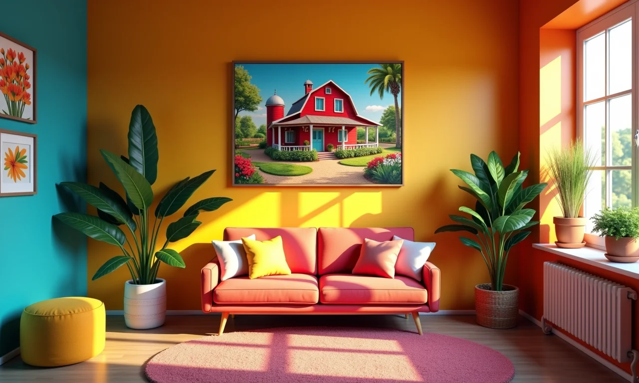 Quarto de YouTuber com cores vibrantes e decoração personalizada.