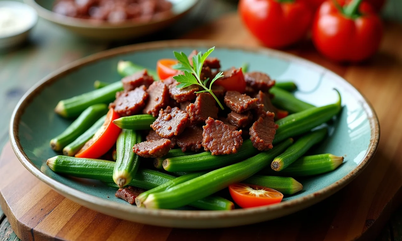 Quiabo com carne seca: uma explosão de sabores da culinária brasileira tradicional.