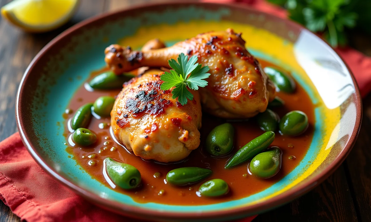 Quiabo com frango: um clássico brasileiro reinventado em um prato colorido.