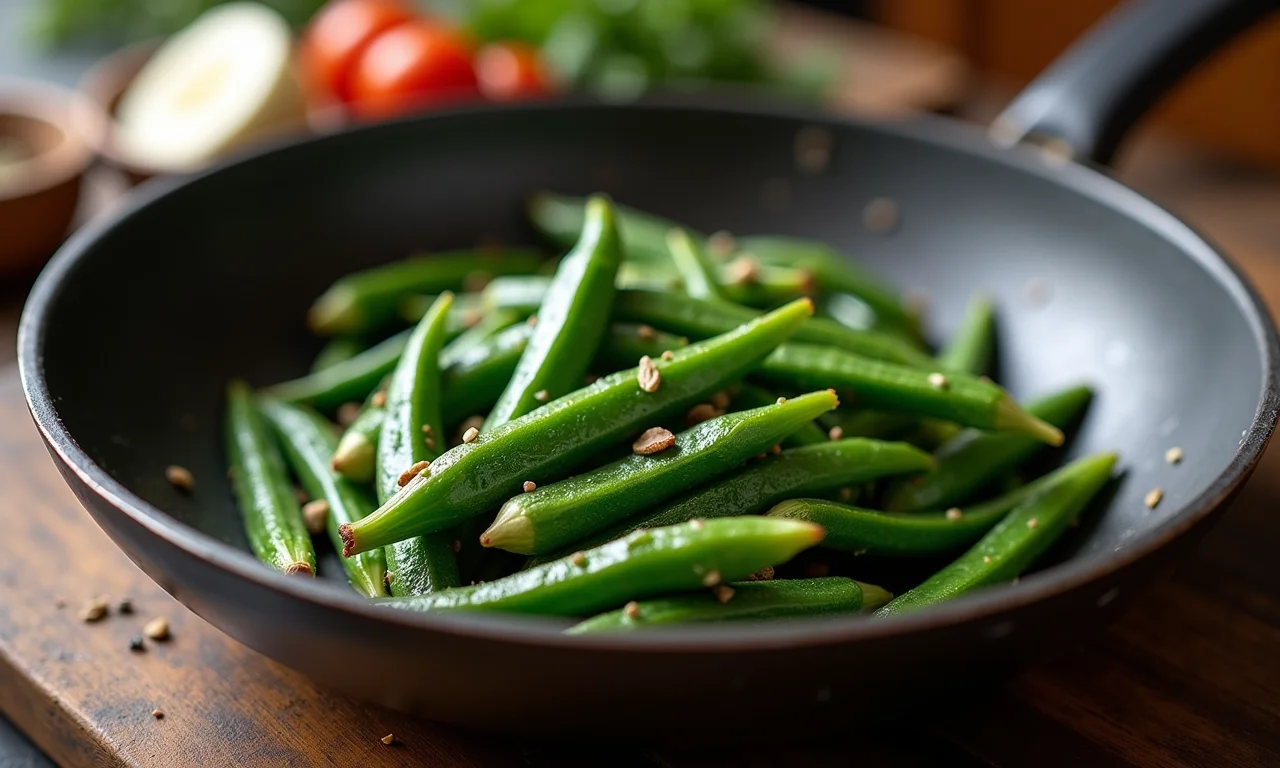 Quiabo refogado simples e saboroso, ideal para acompanhar suas refeições diárias.
