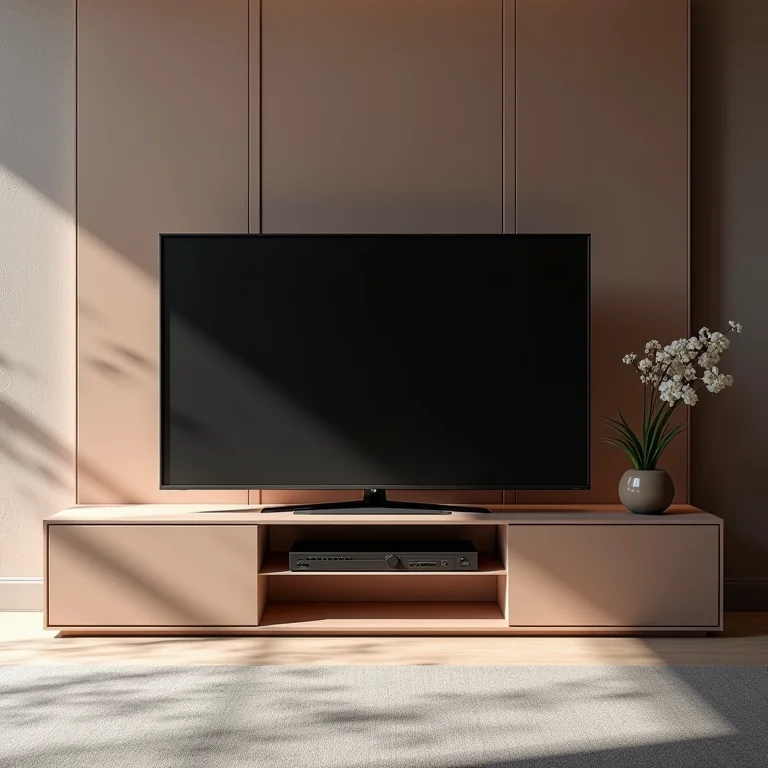 Rack para TV com painéis elegantes e design clean.