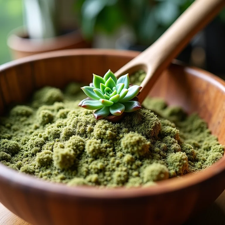 Receita caseira de substrato para suculentas sendo preparada.