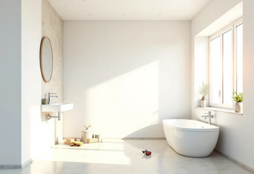 Reforma de banheiro moderna com luz natural