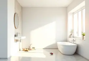 Reforma de banheiro moderna com luz natural