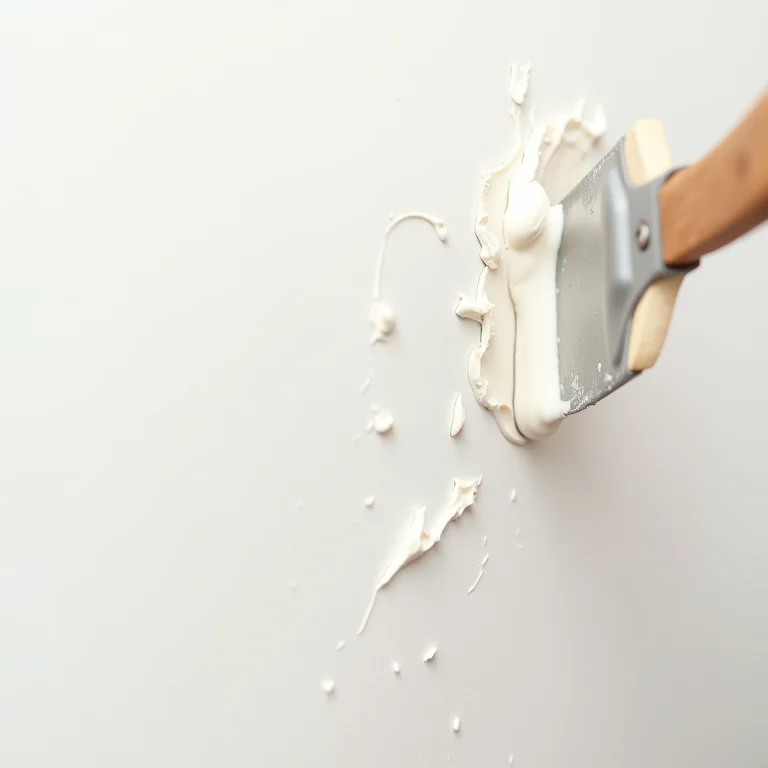 Reparando imperfeições na parede com selador.