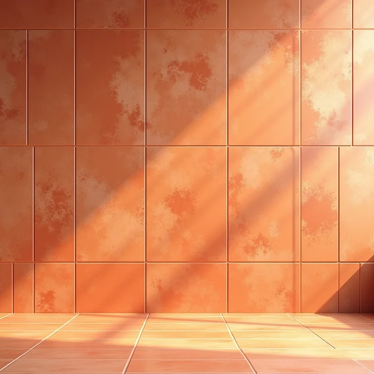 Revestimento de parede em cerâmica terracota.