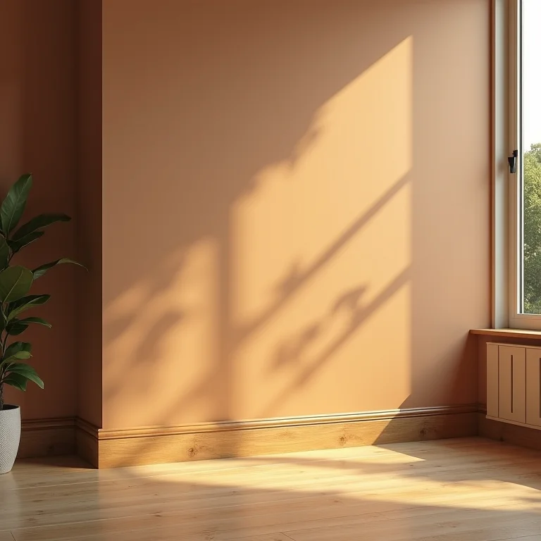 Rodapé em tons de madeira em sala de estar aconchegante