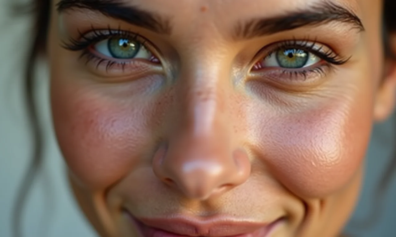 Rosto de mulher brasileira com tom de pele uniforme.