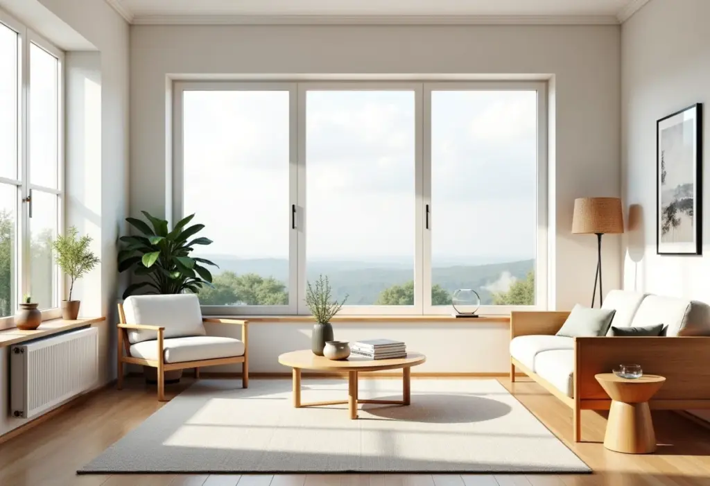 Decoração escandinava: o guia definitivo para um lar minimalista Sala de estar aconchegante em estilo escandinavo com iluminação natural e móveis de madeira.