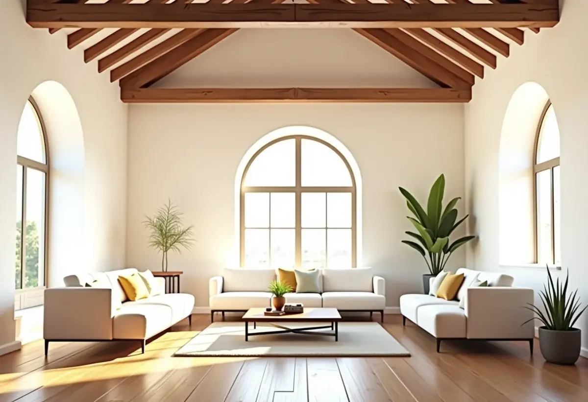 Sala de estar com decoração colonial moderna, unindo elementos rústicos e contemporâneos.