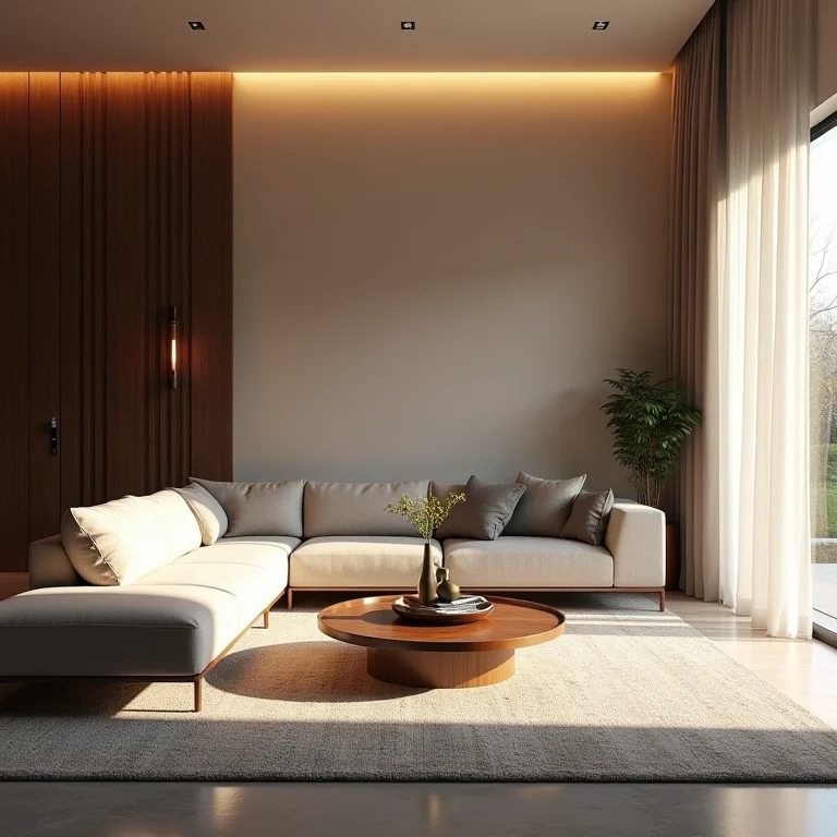 Sala de estar contemporânea com iluminação indireta em vários pontos