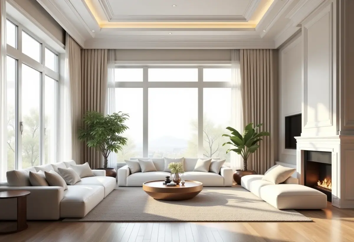Sala de estar luxuosa com roda-teto elegante