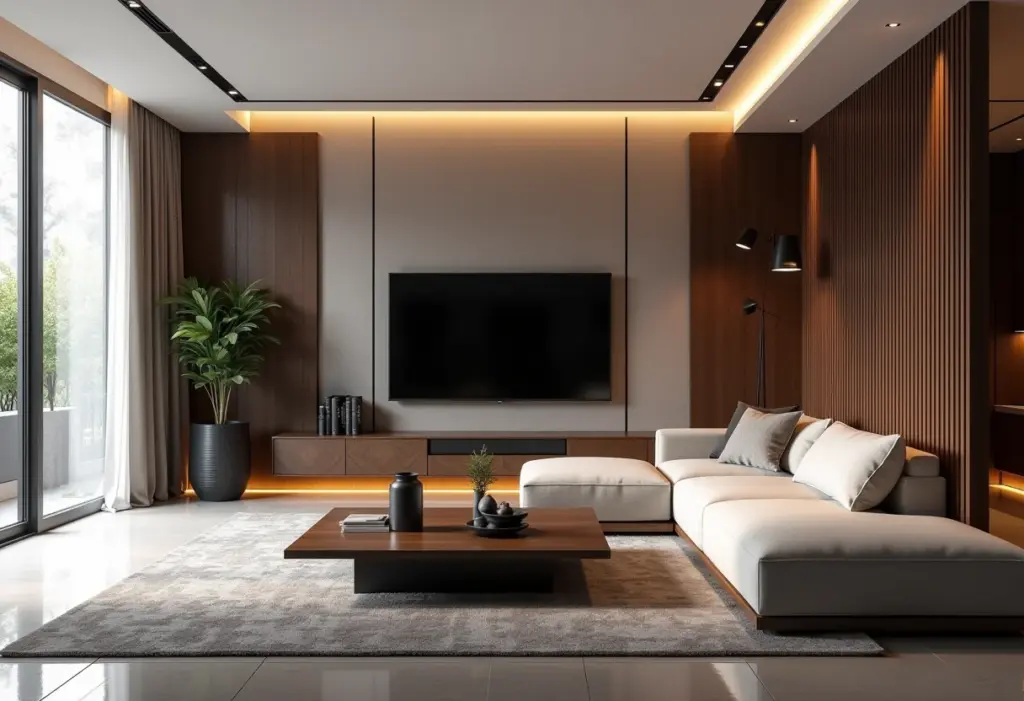 Móveis Modernos: O segredo para uma casa elegante e atual Sala de estar moderna com design funcional e móveis planejados.