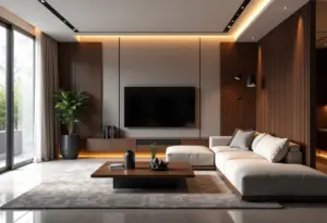 Móveis Modernos: O segredo para uma casa elegante e atual Sala de estar moderna com design funcional e móveis planejados.