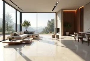 Sala de estar moderna com piso de granilite