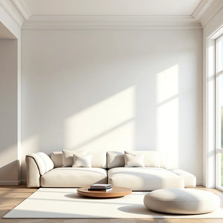 Sala de estar moderna com roda-teto de poliestireno