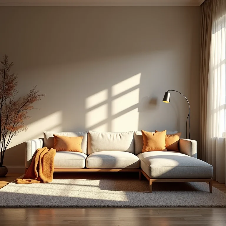 Sala de estar sem aconchego, com falta de texturas e elementos convidativos.