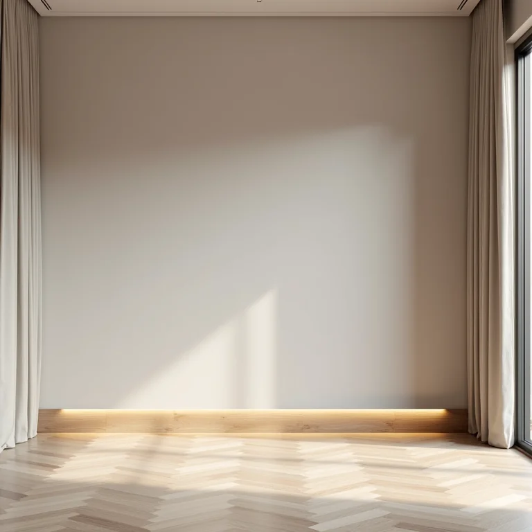 Sala de estar sofisticada com rodapé embutido