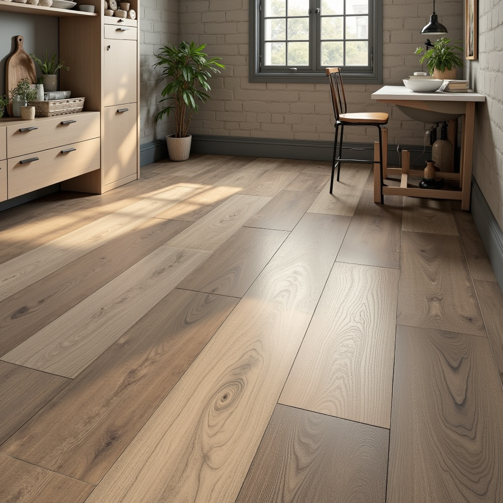 Selection of durable flooring materials, Brazilian style tiles, wood samples, bright light, Amostras de materiais duráveis para piso em estilo brasileiro.