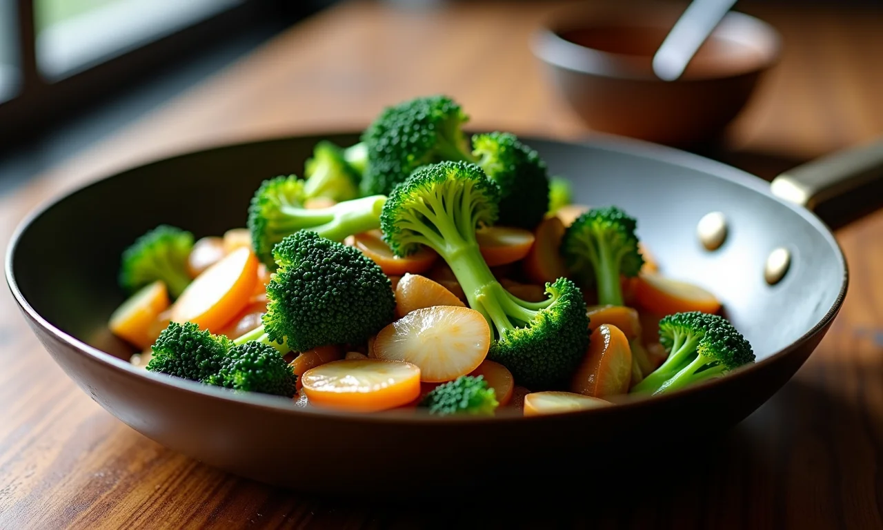 Shimeji com brócolis refogado no alho e óleo.