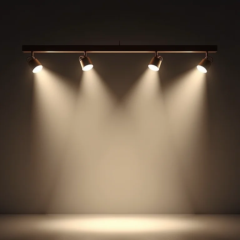 Sistema de trilhos de luz Stella com spots direcionáveis.