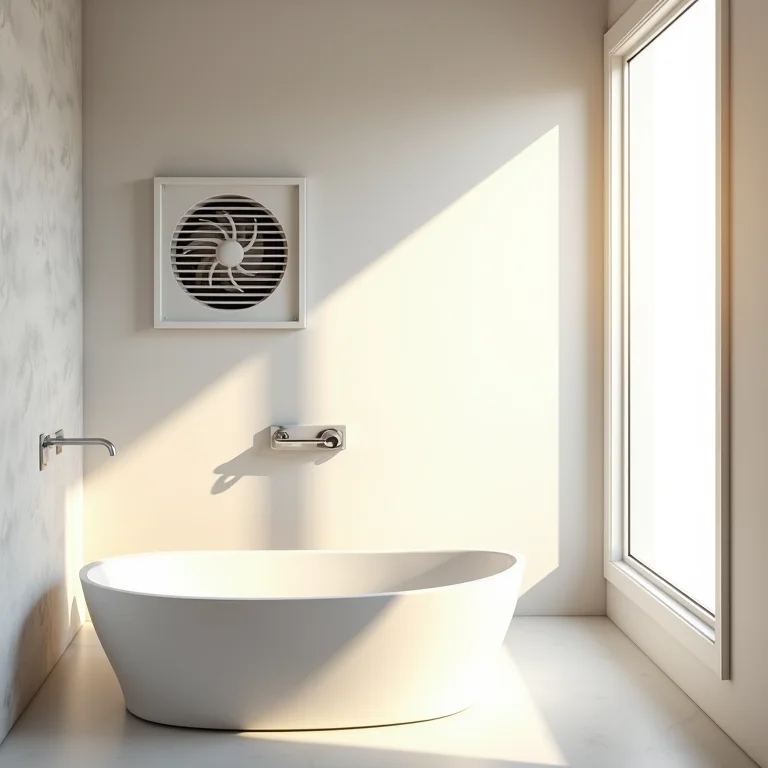 Sistema de ventilação e iluminação natural em um banheiro moderno.