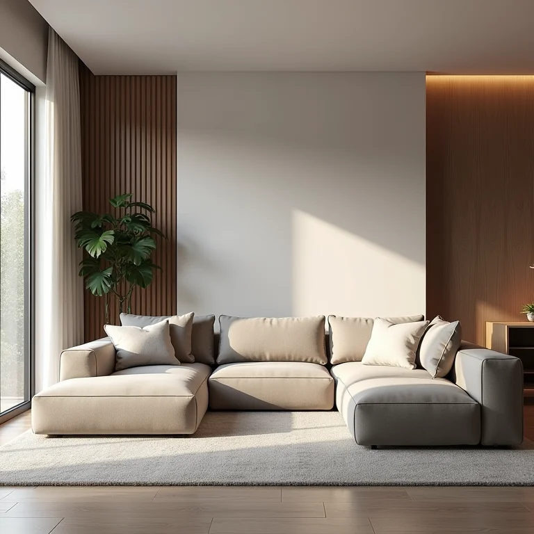 Sofá modular e personalizável em sala de estar moderna.