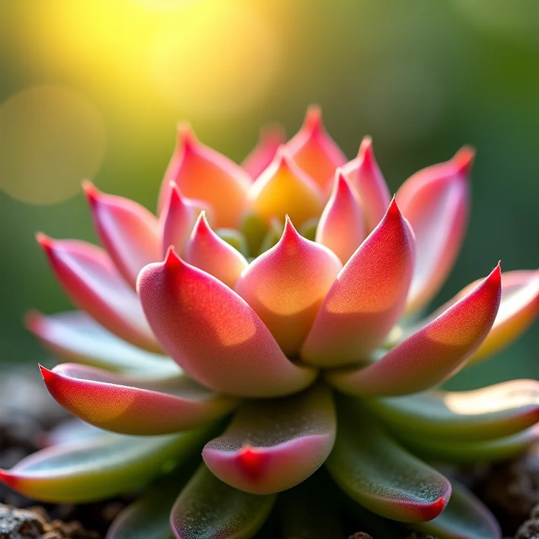Suculenta Echeveria vibrante sob o sol pleno.