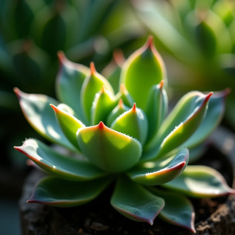 Suculenta Haworthia prosperando na meia sombra.