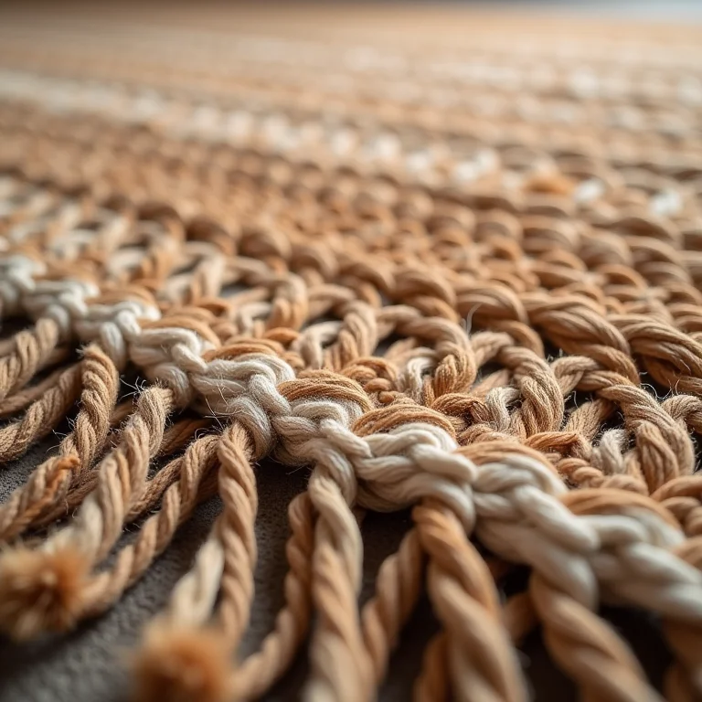 Tapete de fibra natural da Karsten com detalhes da trama