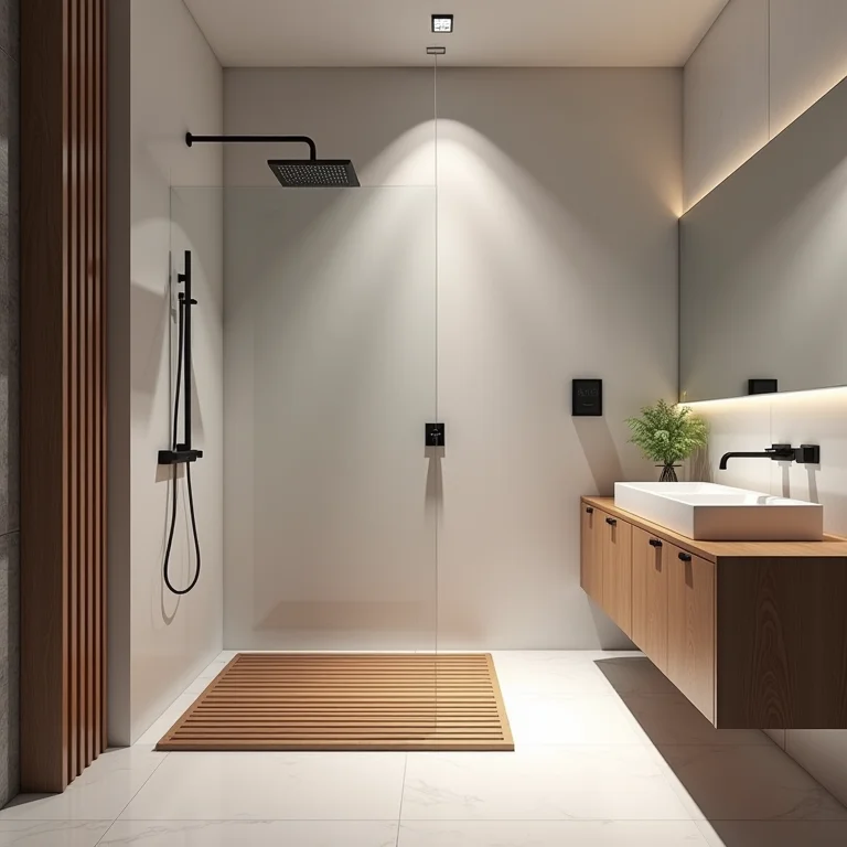 Tapete de madeira como elemento de design elegante em um banheiro moderno