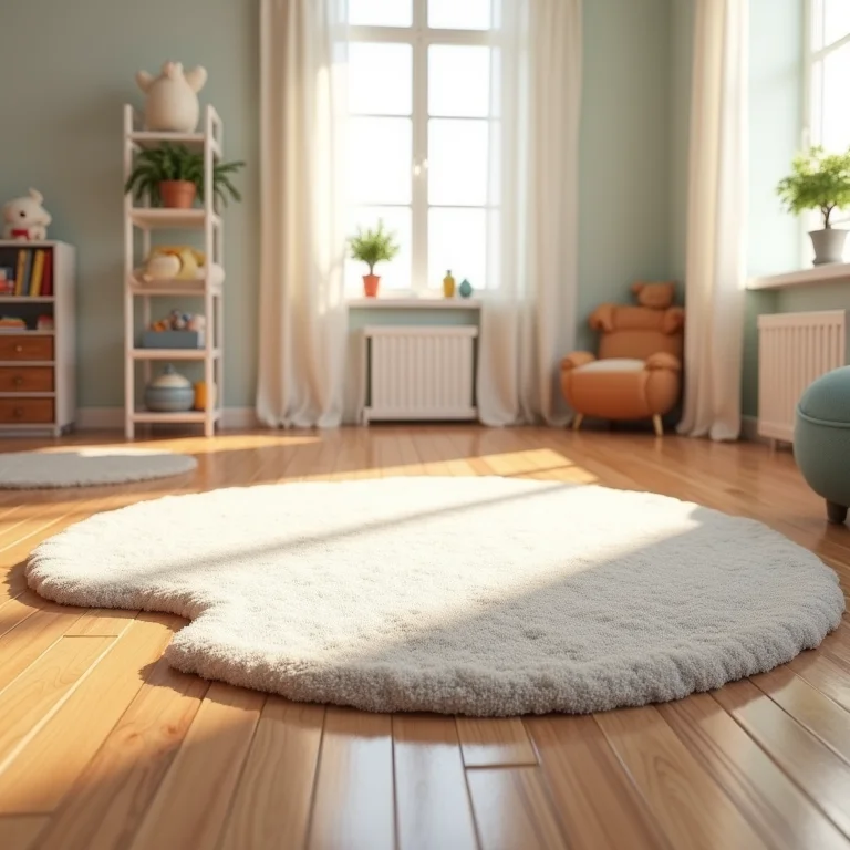 Tapete escorregadio em quarto infantil