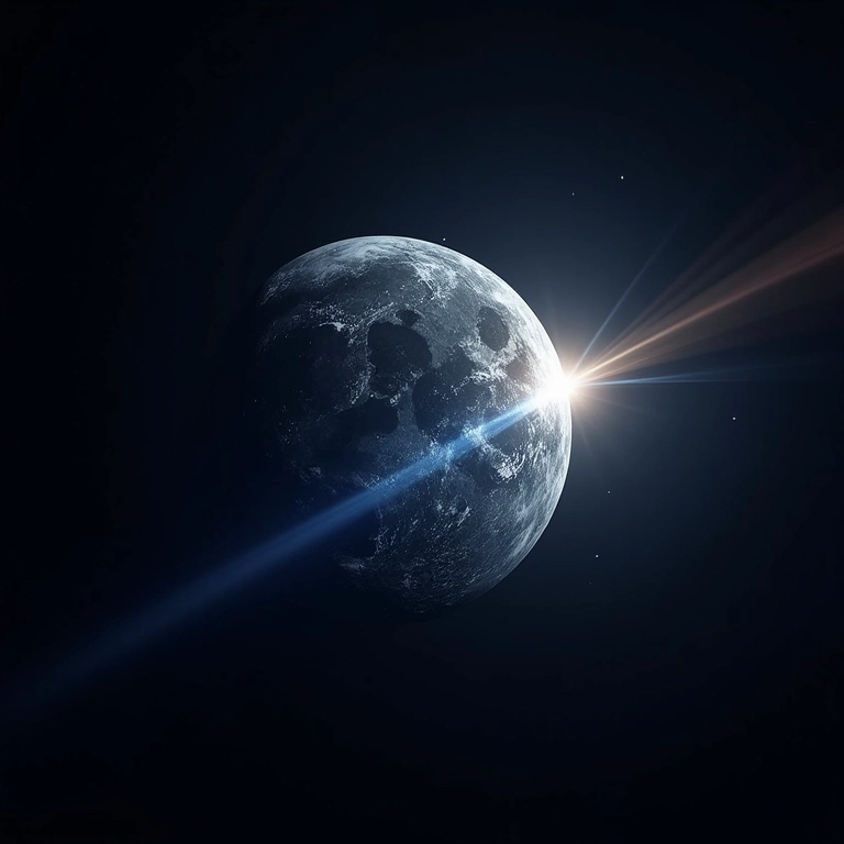 Terra e Lua se afastando gradualmente no espaço.