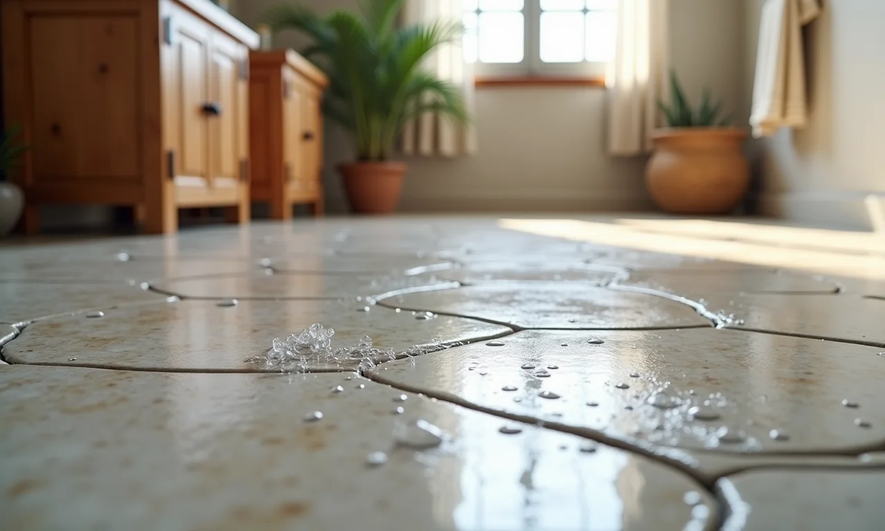 Teste de impermeabilidade em rejunte epóxi em piso de box.