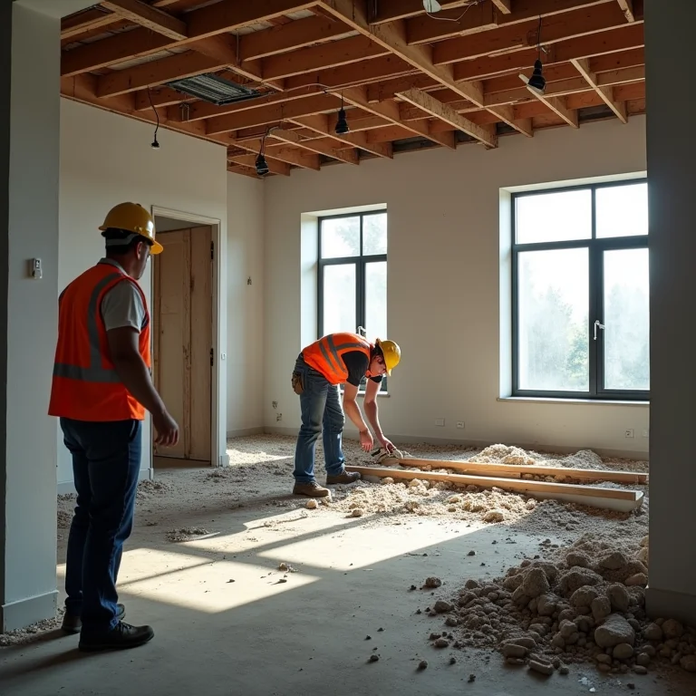 Trabalhadores não qualificados cometendo erros em uma reforma.