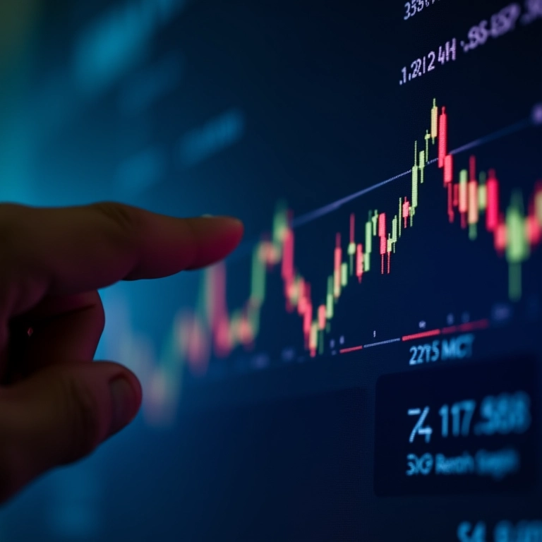 Variação da pontuação do Ibovespa em tela digital.