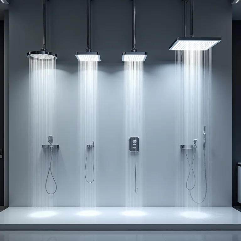 Variedade de designs de chuveiros LED inovadores