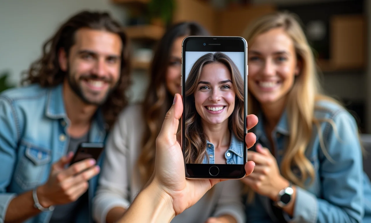 Vários celulares mostrando rostos diferentes, representando opções abundantes.