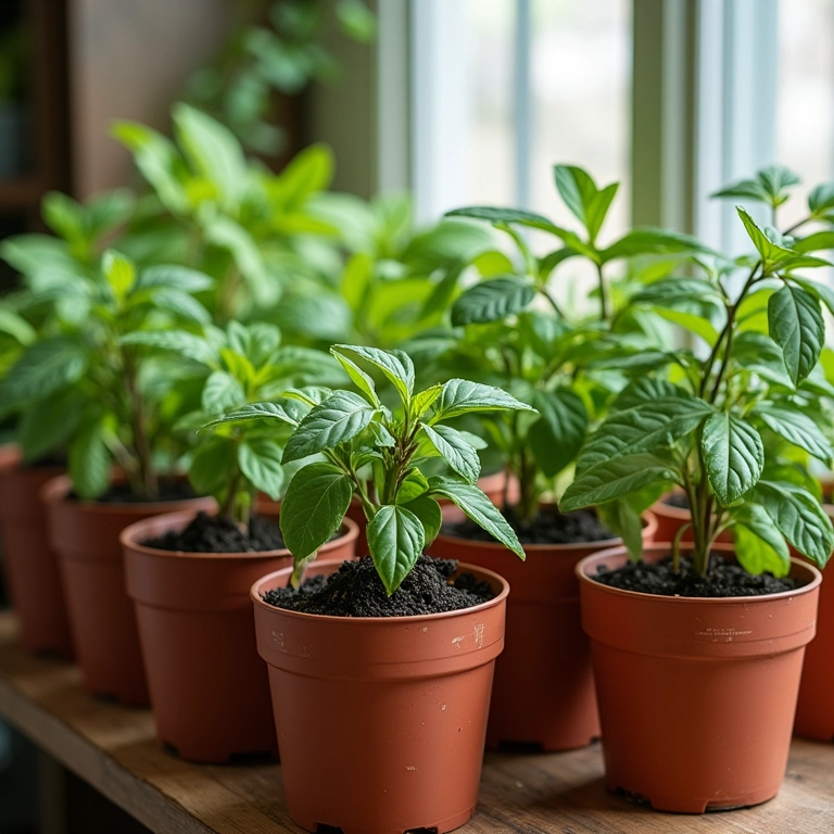 Vasos de plantas com diferentes misturas de substrato, mostrando a combinação perfeita para cada espécie.