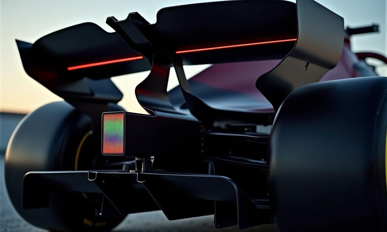 Visão detalhada do difusor em um carro de corrida.