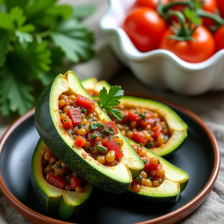 Abobrinha recheada com ingredientes nutritivos.