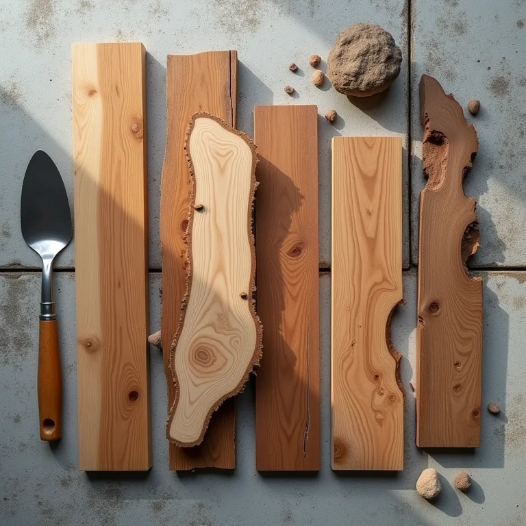 Amostras de madeira Ipê para deck em composição flat lay